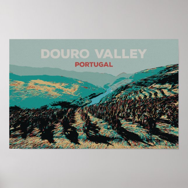 Ansicht der Douro-Taldarstellung, Portugal Poster (Vorne)
