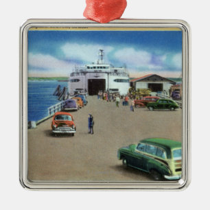 Ansicht der Fähre am Pier Silbernes Ornament