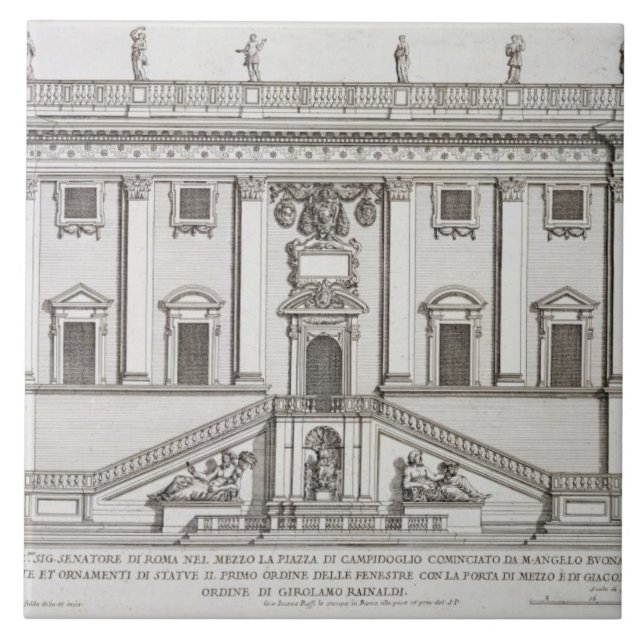 Ansicht der Fassade von Palazzo Senatorio im Fliese (Vorderseite)