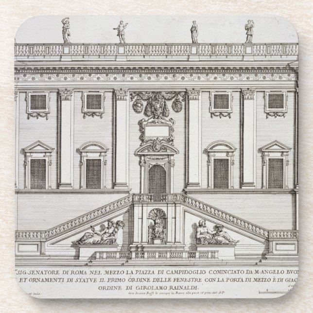Ansicht der Fassade von Palazzo Senatorio im Getränkeuntersetzer (Vorderseite)