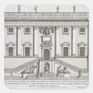 Ansicht der Fassade von Palazzo Senatorio im Quadratischer Aufkleber