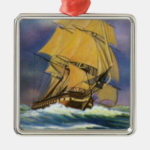 Ansicht der Fregatte-Konstitution, alter Ironsides Silbernes Ornament