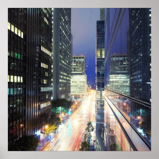 Ansicht der Gebäude der Finanzdistriktbüros Poster (Vorne)