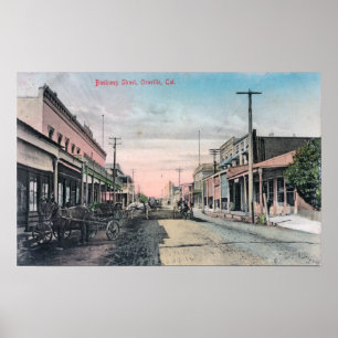 Ansicht der Geschäftsbereiche mit Pferdetransporte Poster