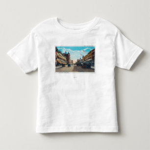 Ansicht der Hauptstraße mit Modell-t Ford-Autos Kleinkind T-shirt