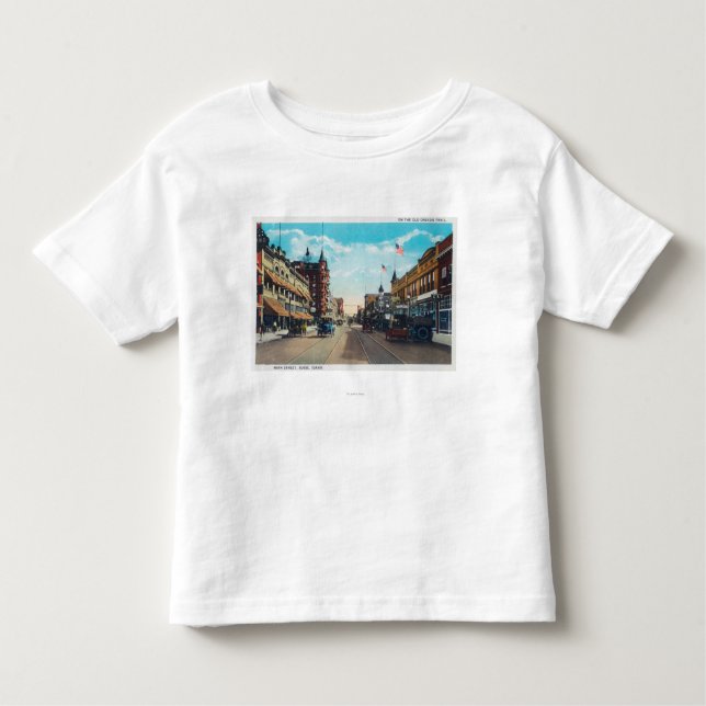 Ansicht der Hauptstraße mit Modell-t Ford-Autos Kleinkind T-shirt (Vorderseite)