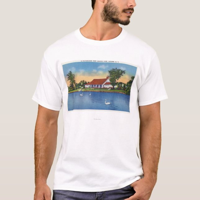 Ansicht der Hoopes Park-Schwäne auf dem See T-Shirt (Vorderseite)