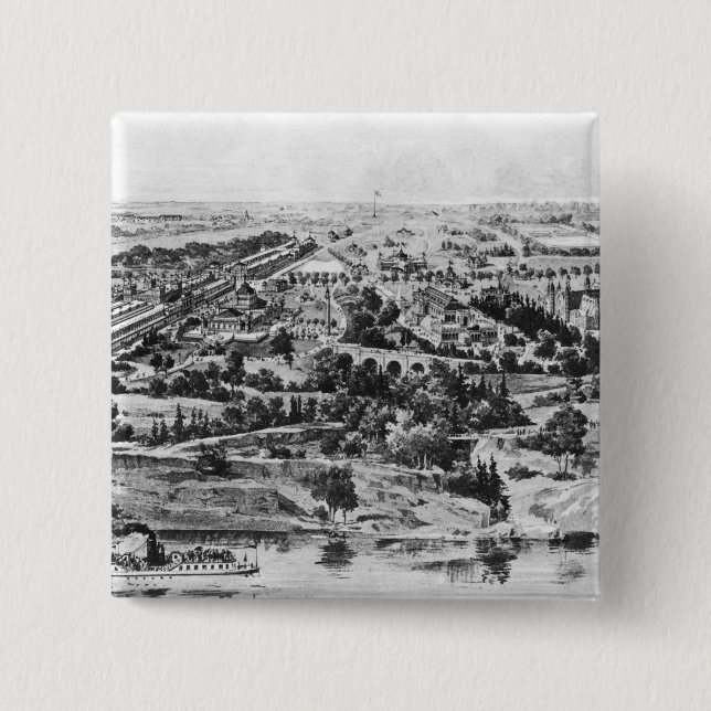 Ansicht der hundertjährigen Ausstellung Button (Vorderseite)