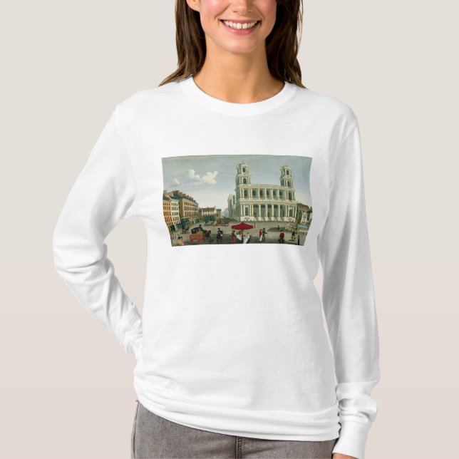Ansicht der Kirche des Heiligen-Sulpice T-Shirt (Vorderseite)