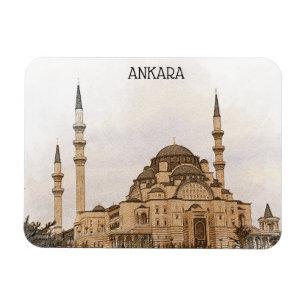 Ansicht der Kocatepe-Moschee in Ankara, Türkei im Magnet