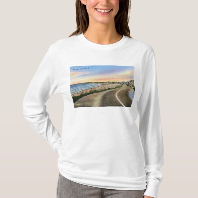 Ansicht der langen Sande an York-Strand T-Shirt (Vorderseite)