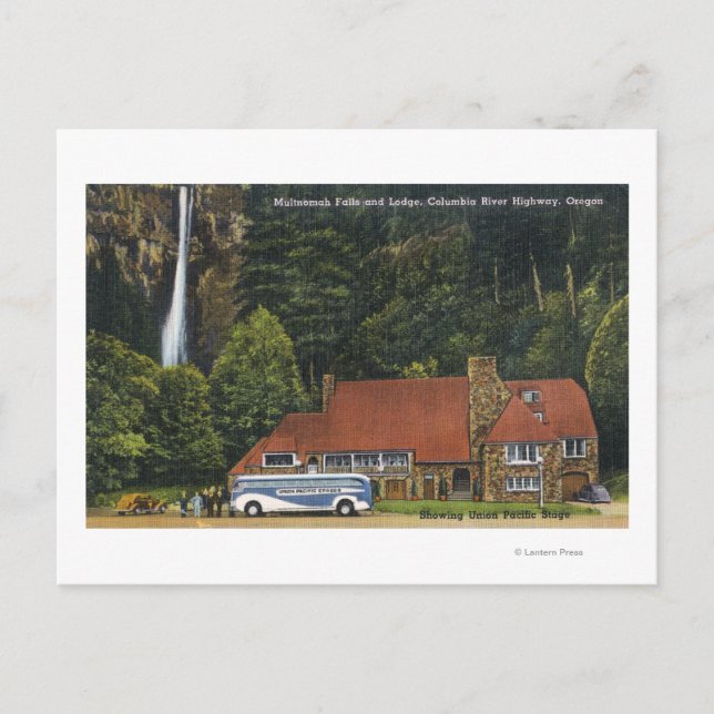 Ansicht der Multnomah Falls Lodge Postkarte (Vorderseite)