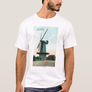 Ansicht der niederländischen Windmühle an Golden T-Shirt