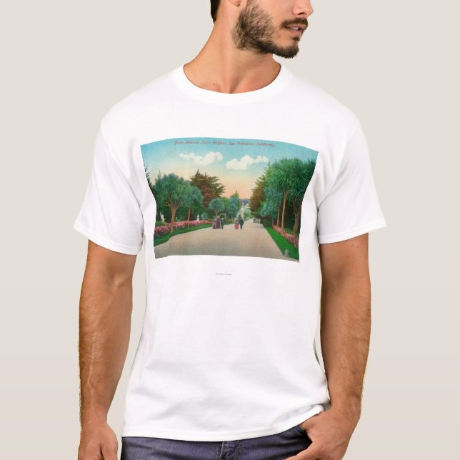 Ansicht der Palmen-Allee auf Sutro Höhen T-Shirt (Vorderseite)