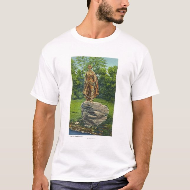 Ansicht der Pilger-Mädchen-Statue T-Shirt (Vorderseite)