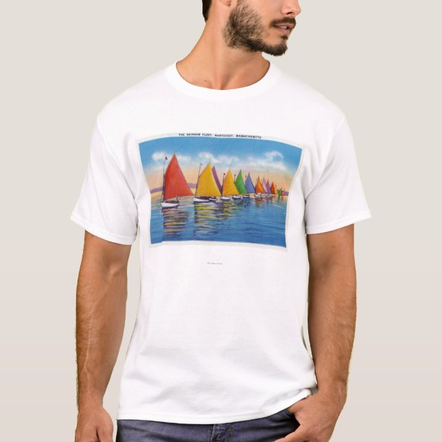 Ansicht der Regenbogen-Segelboot-Flotte T-Shirt (Vorderseite)