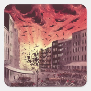 Ansicht der schrecklichen Explosion am großen Quadratischer Aufkleber
