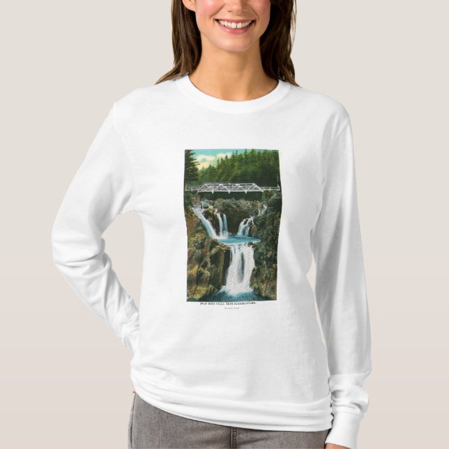 Ansicht der Spalte-Felsen-Fälle und der Brücke T-Shirt (Vorderseite)