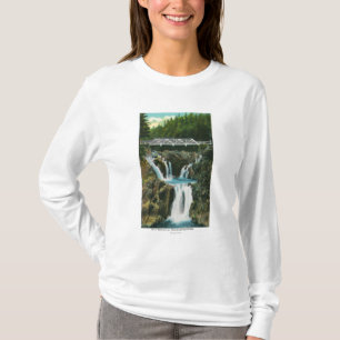 Ansicht der Spalte-Felsen-Fälle und der Brücke T-Shirt