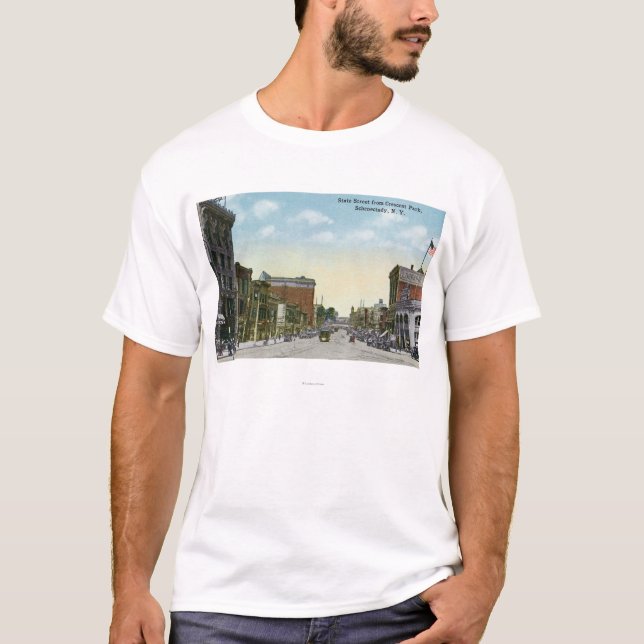 Ansicht der Staats-Straße vom sichelförmigen Park T-Shirt (Vorderseite)