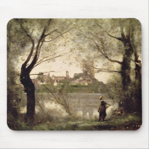 Ansicht der Stadt und der Kathedrale von Mantes Mousepad