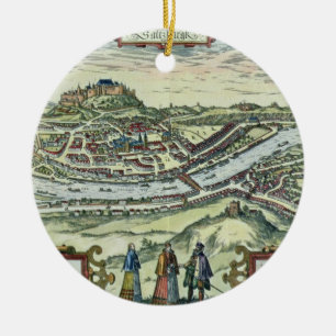 Ansicht der Stadt von Salzburg auf den Banken des Keramik Ornament