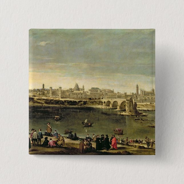 Ansicht der Stadt von Saragossa Button (Vorderseite)