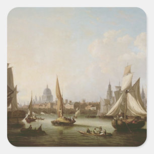 Ansicht der Themses Quadratischer Aufkleber