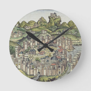 Ansicht der ummauerten Stadt von Konstantinopele, Runde Wanduhr