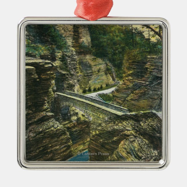 Ansicht der Wache-Brücke u. des oberen Tunnels Silbernes Ornament (Vorne)