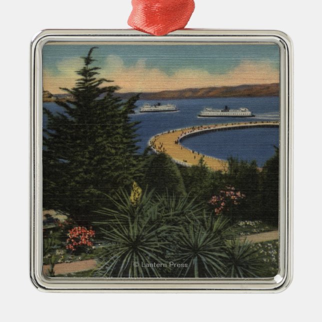 Ansicht der Wasserpark-Promenade u. des Piers Silbernes Ornament (Vorne)