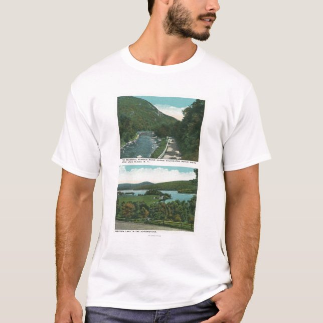 Ansicht des Ausable Flusses und des Schroon Sees T-Shirt (Vorderseite)