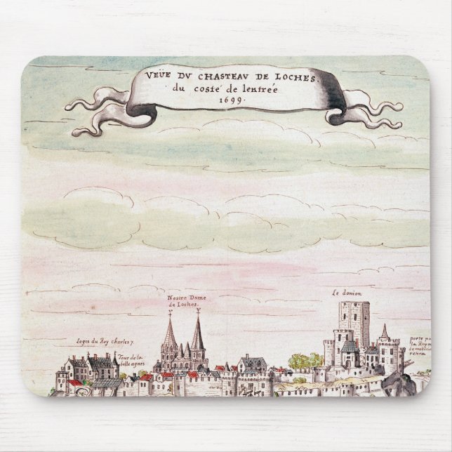 Ansicht des Chateaus de Loches, 1699 Mousepad (Vorne)