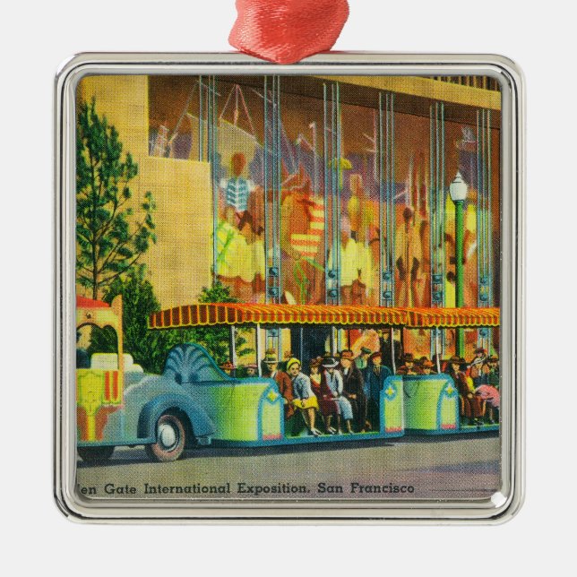 Ansicht des Elefant-Zugs Silbernes Ornament (Vorne)