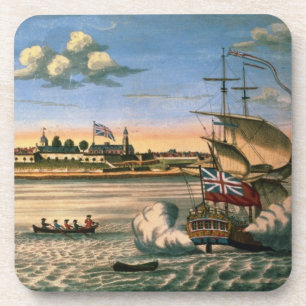 Ansicht des Forts George, mit der Stadt New York Untersetzer