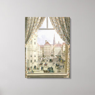 Ansicht des Freyung, Wien, 1825 (Gouache auf pape Leinwanddruck