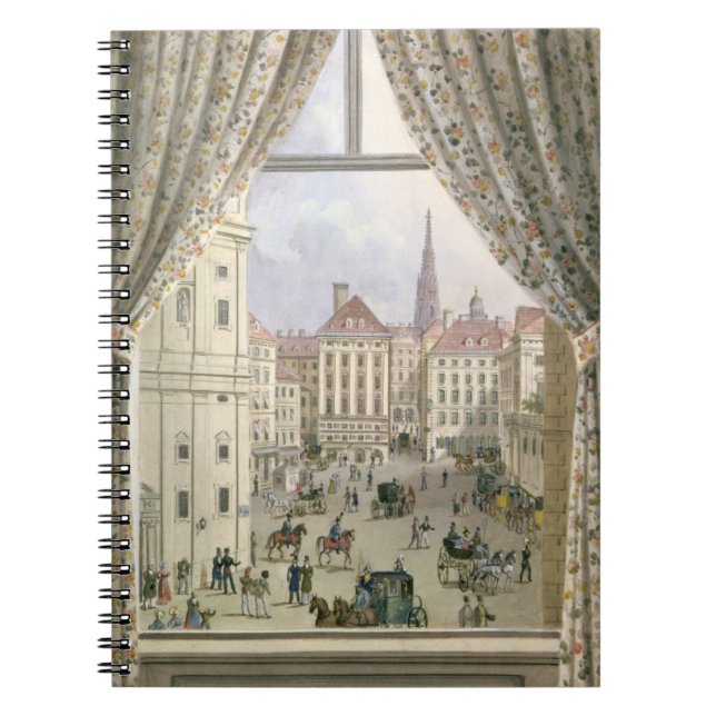 Ansicht des Freyung, Wien, 1825 (Gouache auf pape Notizblock (Vorderseite)
