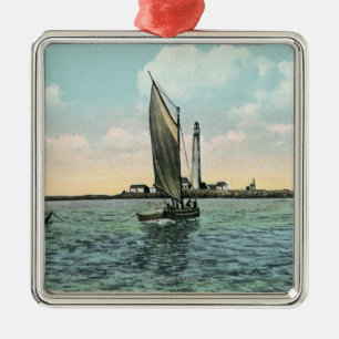 Ansicht des Gaben-Insel-Leuchtturmes vor York Silbernes Ornament