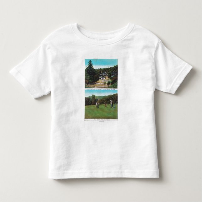 Ansicht des Golf-Kurses, Krokett-Boden, Hütten Kleinkind T-shirt (Vorderseite)