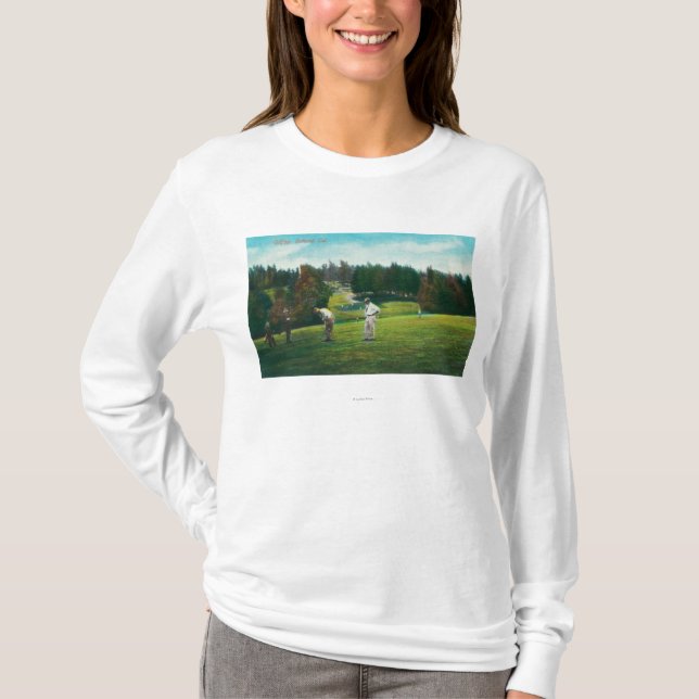 Ansicht des Golfspielers ungefähr bereit zu T-Shirt (Vorderseite)
