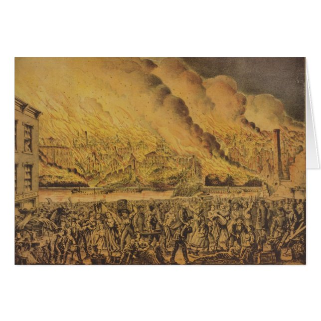 Ansicht des großen Feuers von Chicago (Vorderseite (Horizontal))