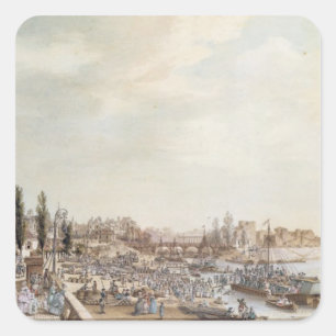 Ansicht des Hafens St Paul, Paris, 1782 Quadratischer Aufkleber