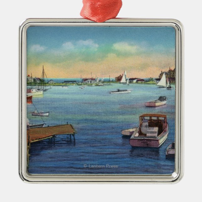 Ansicht des Harwichport Wychmere Hafens Silbernes Ornament (Vorne)