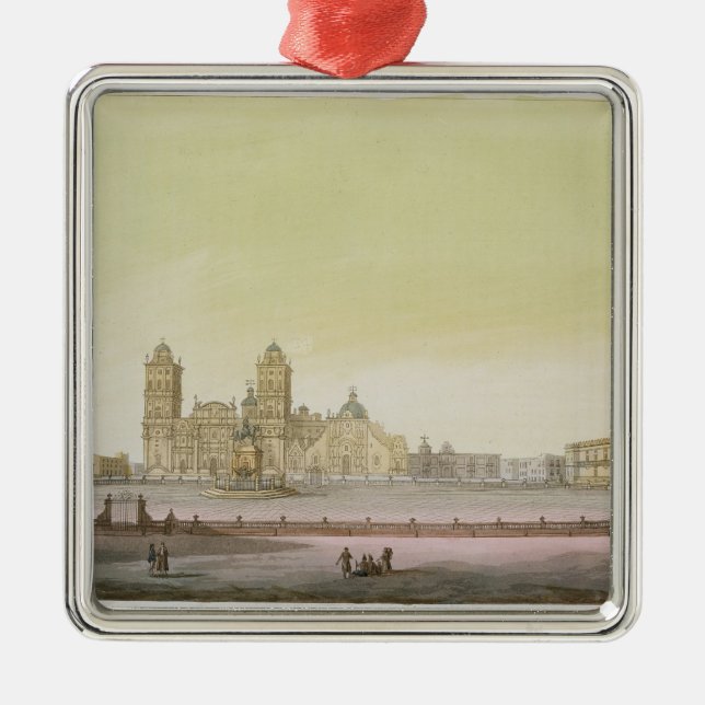 Ansicht des Hauptplatzes in Mexiko City Silbernes Ornament (Vorne)