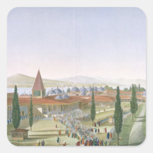 Ansicht des inneren Hofes des Seraglio, Topka Quadratischer Aufkleber