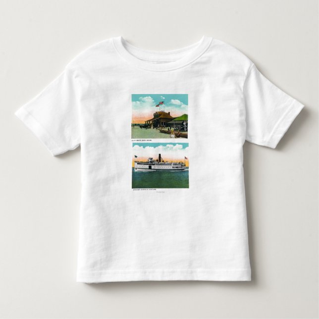 Ansicht des Klippen-Strand-Bad-Hauses Kleinkind T-shirt (Vorderseite)