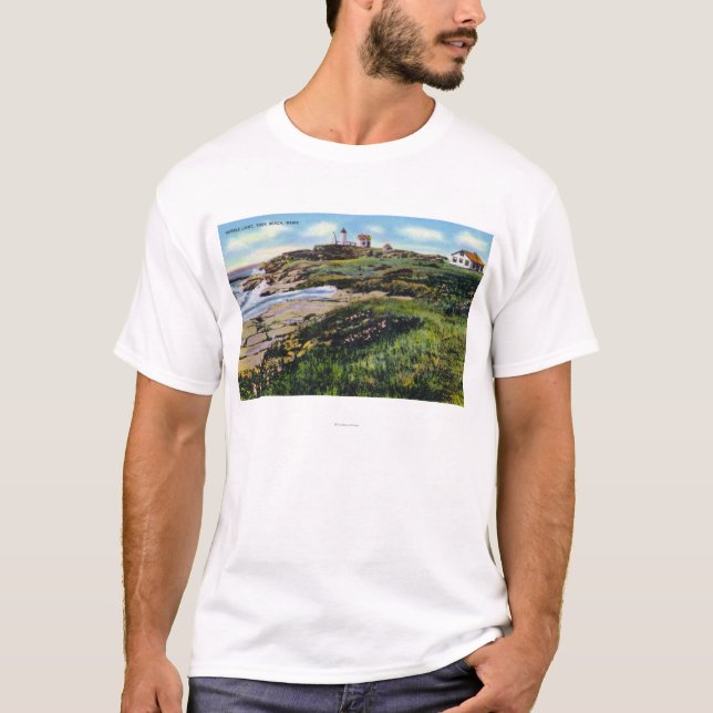Ansicht des Klumpen-Leuchtturmes von York-Strand T-Shirt (Vorderseite)