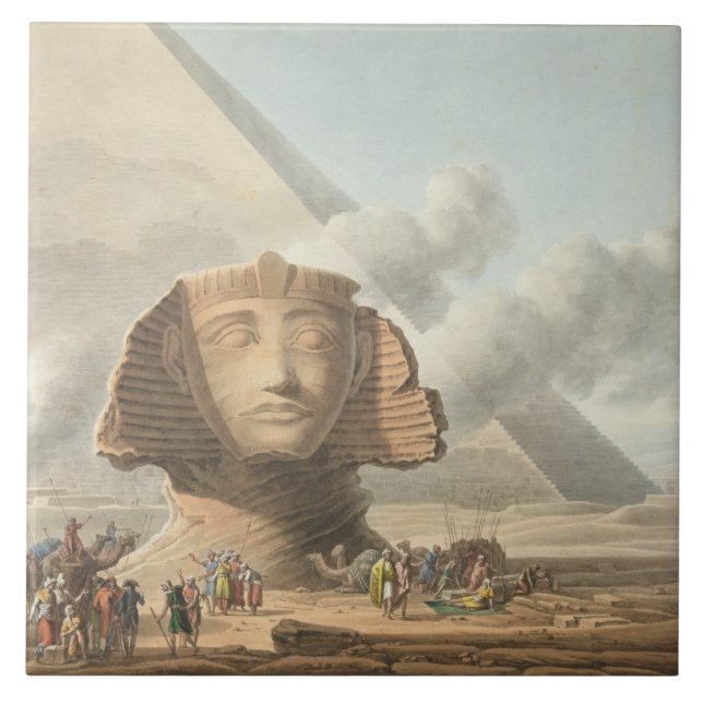 Ansicht des Kopfes der Sphinxes und der Pyramide Fliese (Vorderseite)