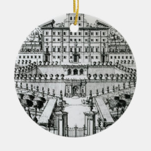 Ansicht des Landhauses Aldobrandini vom Garten (en Keramikornament