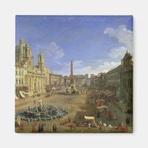 Ansicht des Marktplatzes Navona, Rom Magnet